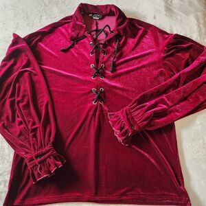 Shrine Hollywood California Red Velvet Medievil Renaissance Long Sleeve Chemise